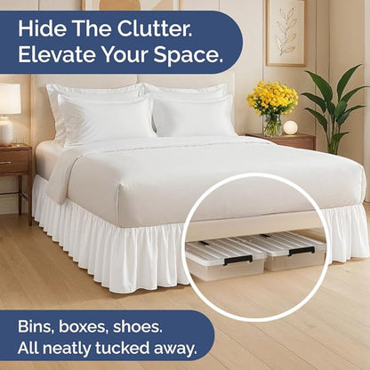 Bedskirt Full Size Ruffle - 12 inch Drop Dust Ruffle Bed Skirt with Platform - Soft, Easy Fit, Premium Hotel Quality - Wrinkle, Fade & Shrink Resistant - For Women, Men, Kids and Teens - Antique White