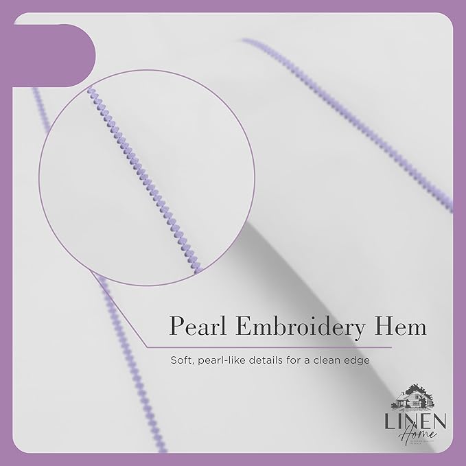 Linen Home 100% Cotton Percale Pearl Stitch Pillowcases Queen/Standard Size, Mauve Lavender, 2 Pieces of Pillow Case, Crisp and Cool Strong Bed Linen, 20 inches X 30 inches