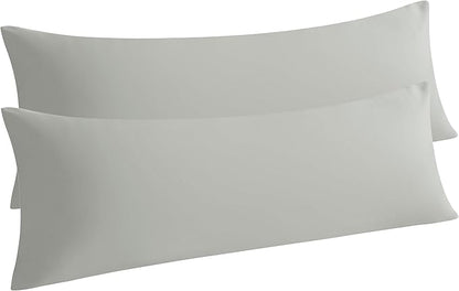 NTBAY Body Pillowcase Set of 2, 20x54 inches, Light Grey, Soft, Wrinkle, Fade Resistant, Envelope Closure, Microfiber, 2 Pieces