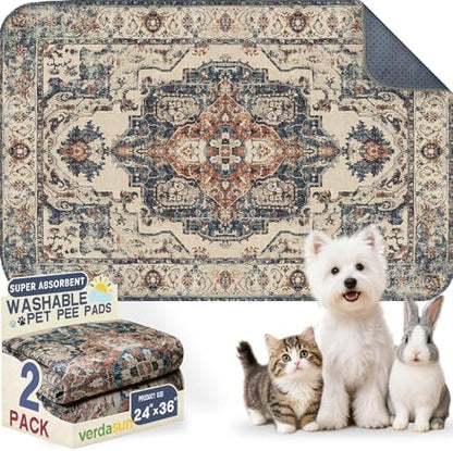 Washable Pee Pads for Dogs 24"x36" 2 Pack Reusable Puppy Potty Pad