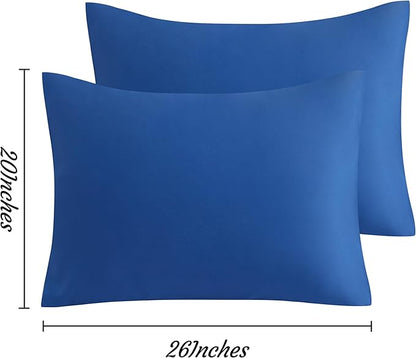 NTBAY Standard Pillow Cases Set of 2, 2 Pack Brushed Microfiber 20x26 Pillow Cases, Soft, Wrinkle, Fade, Stain Resistant Royal Blue Pillow Cases with Envelope Closure, 20x26 Inches, Royal Blue