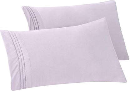 Elegant Comfort Solid Pillowcases 1500 Premium Hotel Quality Microfiber - Smooth Weave, Wrinkle and Stain Resistant, Easy Slip-On, 2-Piece Set, King Pillowcase, Lilac