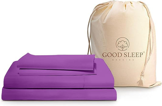 Good Sleep Bedding Twin XL Sheet Set - 100% Egyptian Cotton XL Twin Sheet Set, 3 Pc, Extra Long Twin Sheets for Dorm, Hotel Sheets, 16" Deep Pocket Twin Sheet Extra Long - Purple Sheets