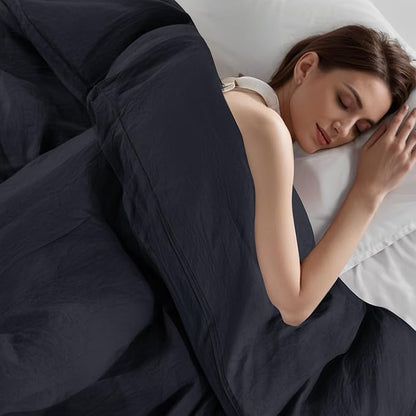 NEXHOME PRO Oversized King Duvet Cover Set, 100% Certified Organic Cotton with Washed Feel & Linen-Like Texture, Comfortable & Breathable, Home Bedding Set Dark Grey (No Comforter) 12098