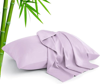 BEDELITE Pillow Cases Standard Size Set of 2, Rayon Derived from Bamboo, Cooling Pillow Cases for Hot Sleepers & Night Sweats, Breathable and Silky Soft Envelope Pillowcases(Light Purple, 20"x26")