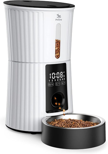 Automatic Cat Feeder - 4L Dry Food Dispenser for Cats and Small Dogs | Timed Cat Feeder, Programmable Portion Control, Up to 6 Meals Daily, Dual Power Supply, 10-Second Voice Recorder