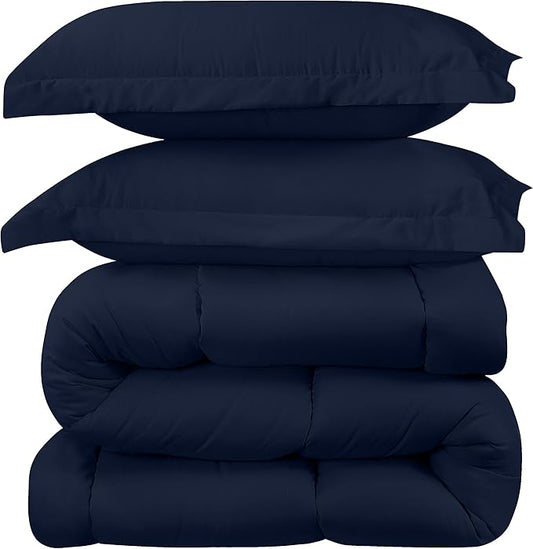 Utopia Bedding King Comforter Set Navy, Comforters King Size 3 Pieces Bedding Comforters Sets, Down Alternative Soft Bed Set, 1 Comforter (90 x 102 inches) 2 Pillow Shams (20 x 36 inches)