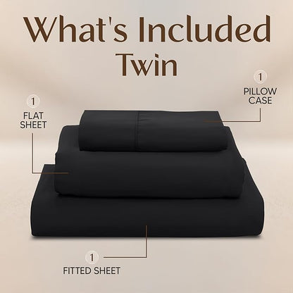 Utopia Bedding Twin Sheet Set – 3 Piece Bed Sheets for Twin Size Bed, Soft and Breathable Microfiber, Includes 1 Fitted Sheet, 1 Flat Sheet and 1 Pillowcase (Black)