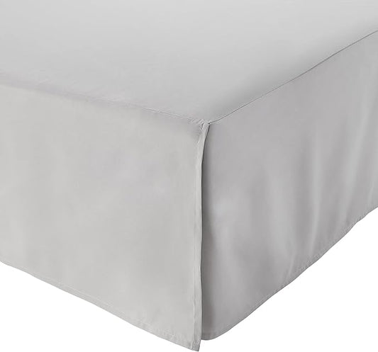 Amazon Basics Lightweight Pleated King Size Bed Skirt, Wrinkle and Fade Resistant, Machine Washable, Dust Ruffle, Light Grey, 16-inch Drop