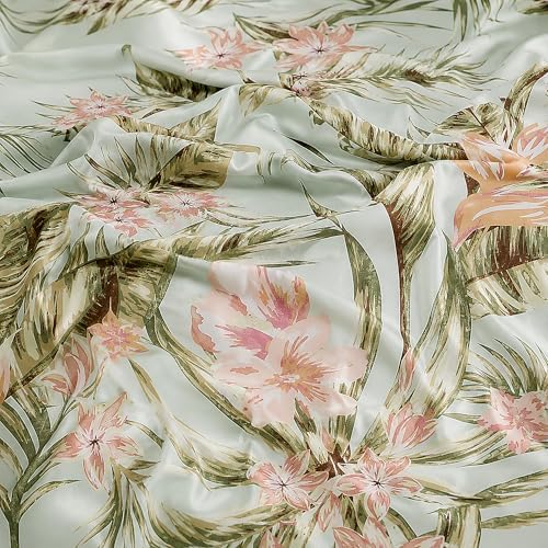 BLOOMHAVEN Queen Comforter Set-7 Pieces Green Floral Bed in a Bag Queen