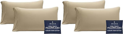 Beckham Hotel Collection Cooling Pillowcases for Hot Sleepers, Standard/Queen, Cool Touch Pillow Cases, Sand (4 Pieces)