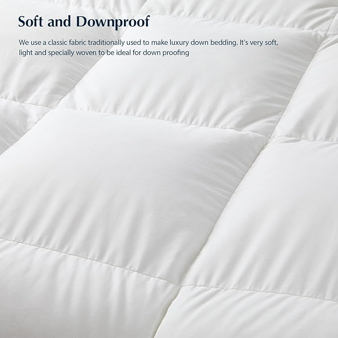 PACIFIC COAST Goose Down Fiber Comforters Oversized Queen Duvet Insert, All Season White Comforter, 3D Hidden-Stitch Baffle Box Design, 8 Tabs, Gifts for Women/Men, Extra Fluffy Luxury Duvet (98"x98")