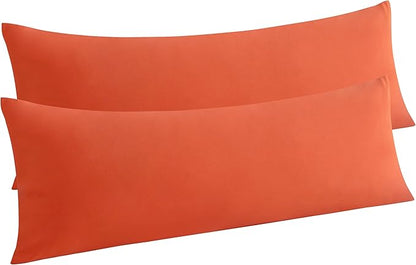 NTBAY Body Pillow Cases Set of 2, 2 Pack Brushed Microfiber 20x54 Pillow Cases, Soft, Wrinkle, Fade, Stain Resistant Brunt Orange Pillow Cases with Envelope Closure, 20x54 Inches, Brunt Orange