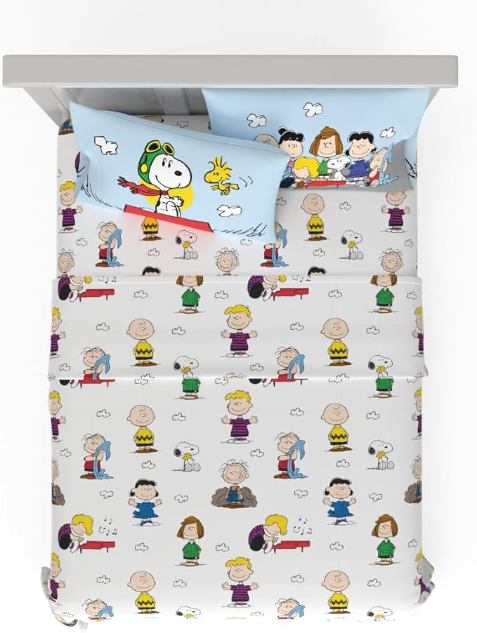 Collectibles Peanuts Snoopy Bedding Super Soft Cozy Microfiber 4 Piece Queen Sheet Set, (Officially Licensed Product) By Franco