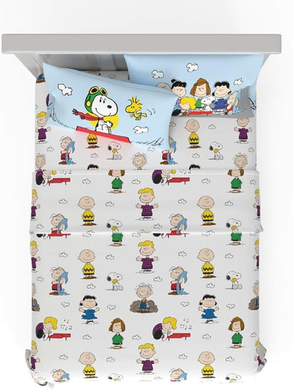 Collectibles Peanuts Snoopy Bedding Super Soft Cozy Microfiber 4 Piece Queen Sheet Set, (Officially Licensed Product) By Franco