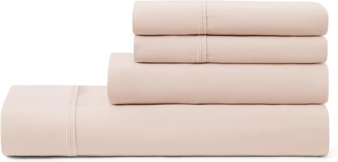 UGG Hedi Full Sheet Set 4-Piece Luxury Cooling Sheets Deep Pockets Premium Bedding with 2 Pillow Shams Hypoallergenic Machine Washable Soft Lightweight Bed Set for Bedroom, Full, Shell Pink