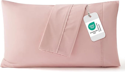 Bedsure Pillow Cases Standard Size Set of 2 - Blush Pink Brushed Microfiber Pillowcases, Super Soft and Cozy Pillow Case Covers with Envelope Closure for Kids, Wrinkle, Fade Resistant, 20x26 Inches