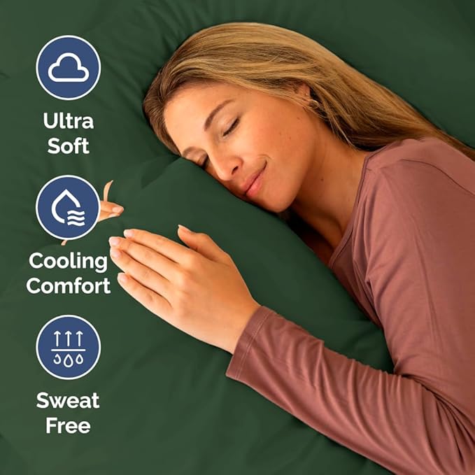 Short Queen Size 4 Piece Sheet Set - RV Short Queen, Soft, Breathable and Cooling Bed Sheets Set with Deep Pockets - Hotel Luxury Bedding for Women, Men, Kids, Teens, Boys and Girls - Emerald Green