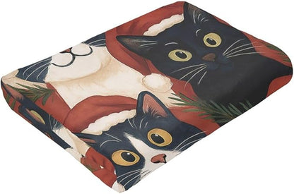 Christmas Cat Blanket Super Soft Warm Fluffy Fleece Flannel Animal Throw Blanket Cozy Fuzzy Plush Stuff Bedding Blankets Gifts for Women Kids Boys Girls Adults 80"X60"