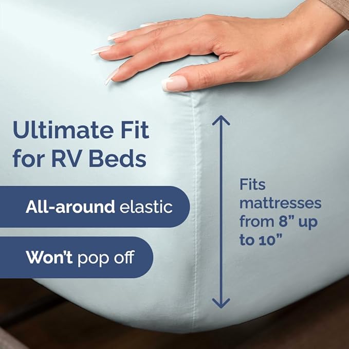 Short Queen Size 4 Piece Sheet Set - RV Short Queen, Soft, Breathable & Cooling Bed Sheets Set w/ Deep Pockets - Hotel Luxury Bedding for Women, Men, Kids, Teens, Boys & Girls - Oeko-Tex - Ice Blue