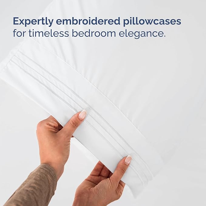 Split Queen Sheets - Easy-Fit, Wrinkle-Resistant, Designed for Split Queen Mattress – Split Queen Sheets Sets Fits 14" to 16" Deep Pockets – Premium Extra Soft, Queen Split Fitted Sheet Set – White