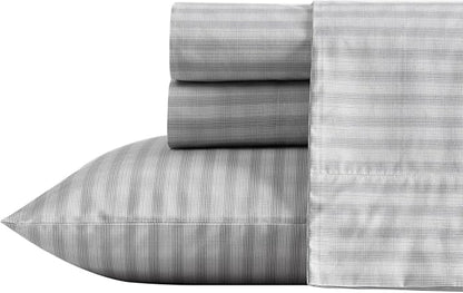 Nautica - Twin XL Sheets, Cotton Percale Bedding Set, Fully Elasticized, Ideal Dorm Essentials (Michael Plaid Grey, Twin XL)