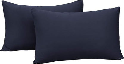 2-Pack Stretch Pillow Cases - Jersey Knit & Ultra Soft Envelope Closure Pillowcases T-Shirt Like Microfiber Blend - Suitable for Queen or Standard Size Set of 2, Navy