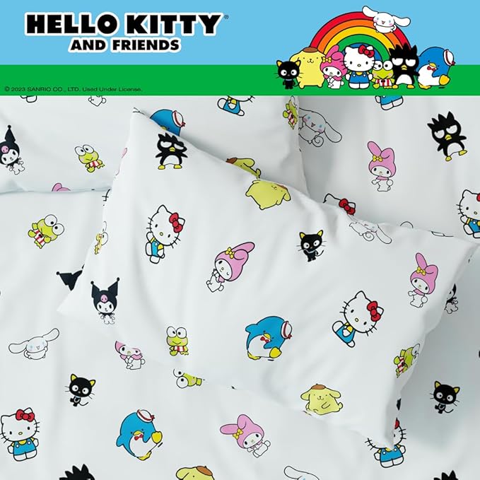 Collectibles Hello Kitty & Friends Bedding Super Soft Cozy Cotton 4 Piece Queen Sheet Set, (Officially Licensed Product) By Franco
