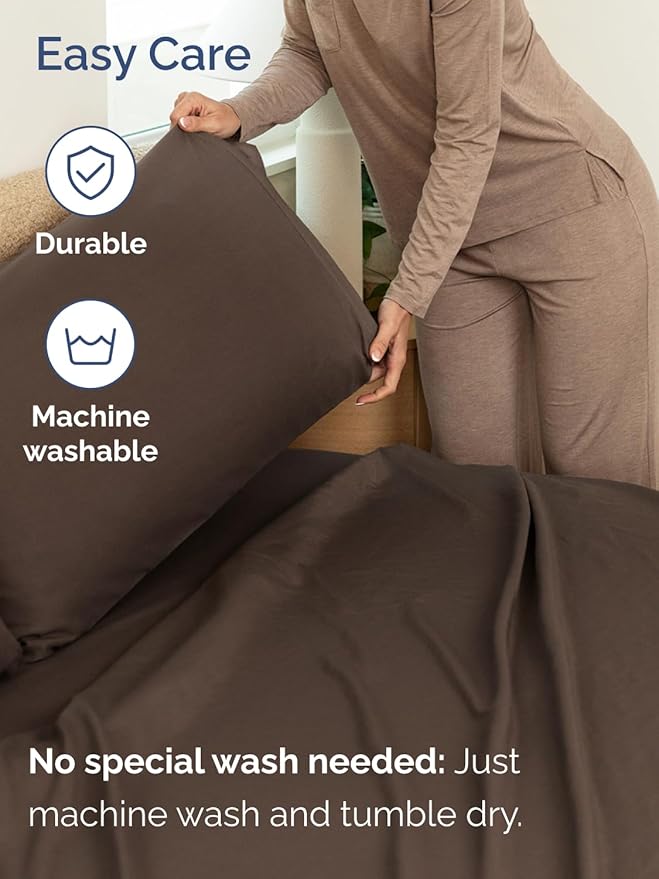 Extra Deep Twin Sheet Set - 4 Piece Breathable and Cooling Sheets - Hotel Luxury Bedding for Women, Men, Kids & Teens - Easy & Secure Fit - Soft, Wrinkle Free and Comfy - Extra Deep Pockets - Brown