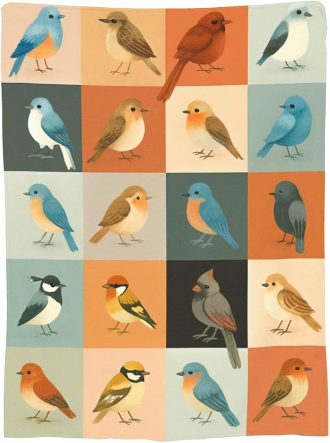 Bird Blanket Super Soft Warm Fluffy Fleece Flannel Sparrow Cardinal Throw Blanket Cozy Fuzzy Plush Stuff Bedding Blankets Gifts for Women Kids Boys Girls Adults 80"X60"