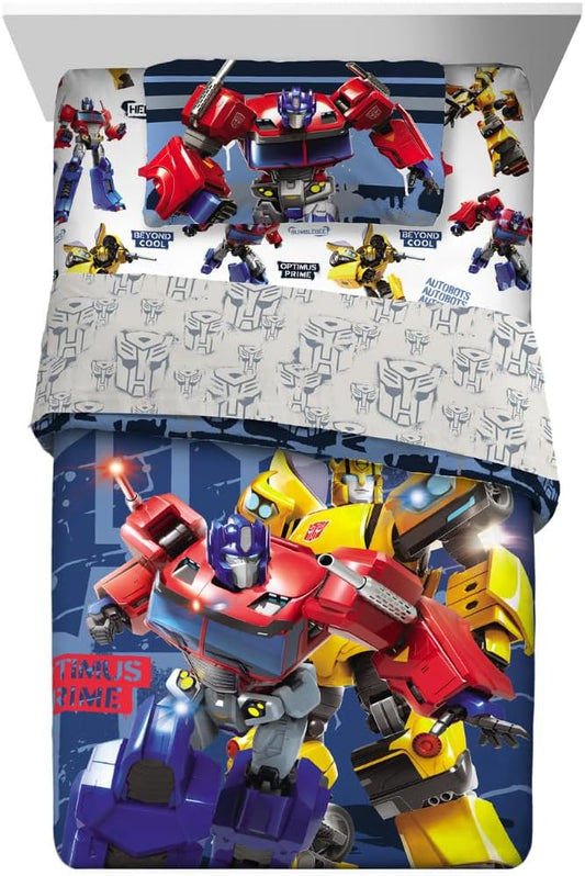 Transformers Optimus Prime Super Soft Comforter and Sheet Set with Sham, 4 Piece Twin Size, (Official Licensed Product) by Franco Collectibles