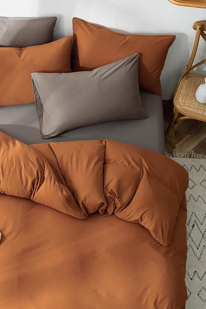 Houseri Pumpkin Color Comforter Set Twin Solid Pumpkin Bedding Sets for Boys Gilrs Women Men Teens Dusty Orange Brown Bed Comforters Set Terracotta Comforter Bedding Caramel Comforter Quilt Twin