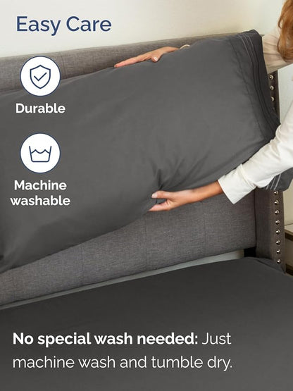 Extra Deep Split King Sheet Set - 7 Piece Breathable and Cooling Sheets - Hotel Luxury Bedding for Women, Men, Kids & Teens - Easy & Secure Fit - Soft and Wrinkle Free - Extra Deep Pockets - Charcoal