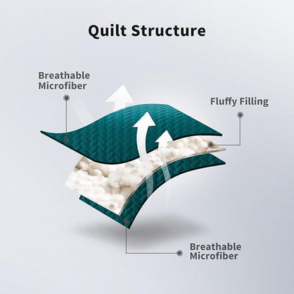 Maple&Stone Quilt Set Twin/Twin XL, Lightweight Teal Bedspread Ultrasonic Chevron Pattern Light Coverlet for All Season Comforter Bedding Decor - 2 Piece Twin Extra Long Bed Cover Sets
