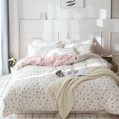Floral Comforter Set Full Soft Bedding Comforter Set 3 Pieces Garden Style Pink Flower Print Botanical Flowers Comforter Set for All Seasons 1 Comforter and 2 Pillowcases (Floral, Full)