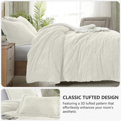 Homelike Moment Fleece Twin/Twin XL Comforter Set,Fluffy Bed Set 2 PC White