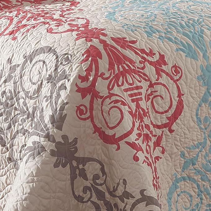Virah Bella Quilt Bedding Set in Full/Queen Portofino Printed Lightweight Reversible Quilt with 2 Matching Pillow Shams - Cozy & Beautiful Contemporary-Themed Bedding