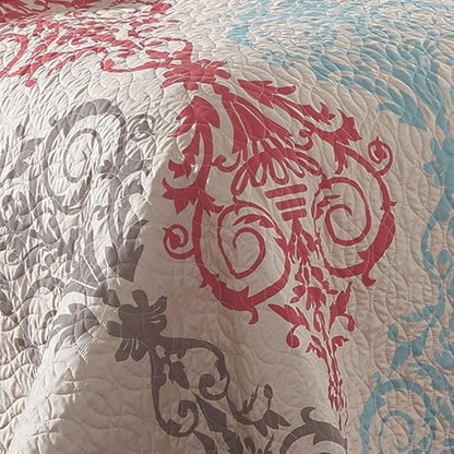 Virah Bella Quilt Bedding Set in Full/Queen Portofino Printed Lightweight Reversible Quilt with 2 Matching Pillow Shams - Cozy & Beautiful Contemporary-Themed Bedding