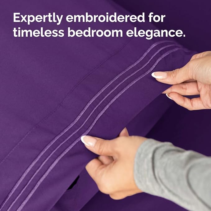 Body Pillowcases Set of 4-20x54 Long Body Pillow Case - Soft Body Pillow Cover for Sleeping & Side Sleepers - Comfy, Cozy Breathable & Fade Free - Machine Washable w/Envelope Enclosure - (Purple)