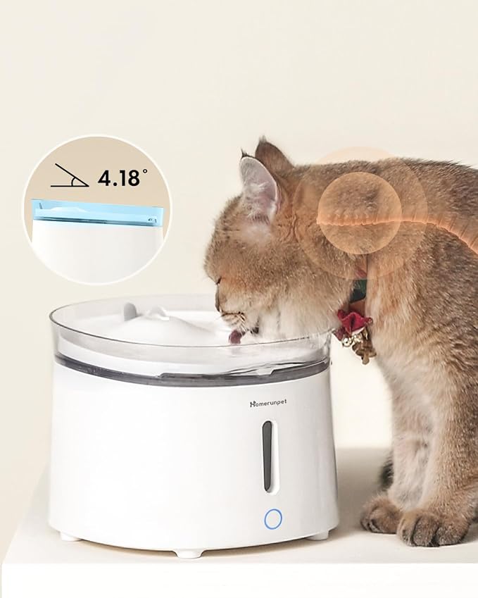 HomeRunPet Silent Cat Water Fountain, 68 oz/2L, Pet Fountain Wireless Pump, Dog Water Dispenser, Dual Mode, Quick Assembly & Easy-Clean, Filters Included | 20dB Ultra-Quiet Water Dispenser for Cats and Small Dogs, Easy-Clean, Triple Filtration, LED Dis...
