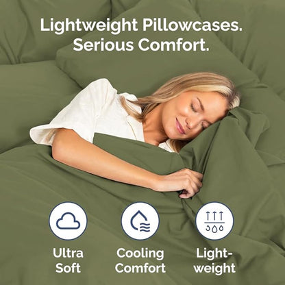 King Standard Pillow Cases Set of 4 - Soft Hotel Quality Pillowcase Covers - Comfy Bedding for Women, Men, Kids & Teens - Machine Washable Pillow Protectors - 4 Piece Set - King Standard Sage Green