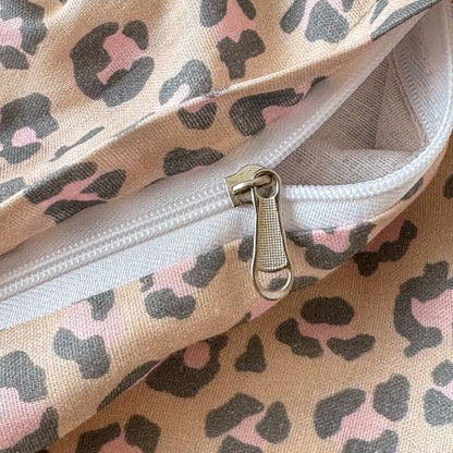 VM VOUGEMARKET Leopard Duvet Cover Set Twin,Nude Beige Pink,Muslin Cotton