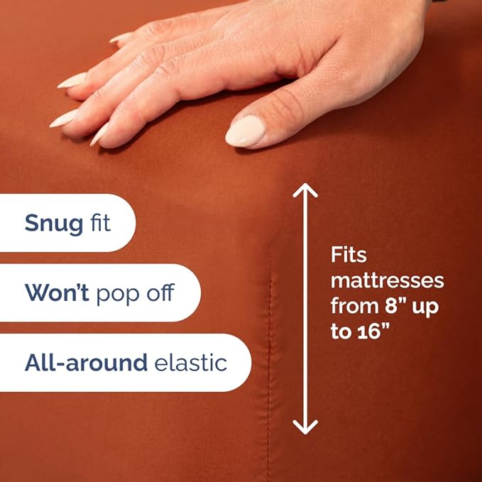 Full XL Bed Sheet - 4 Piece Full XL Bed Sheets Set - Soft, Breathable & Cooling - Hotel Luxury Bedding for Women, Men, Kids, Teens, Boys & Girls - Deep Pockets, Comfy, Fade & Wrinkle Free - Terracotta