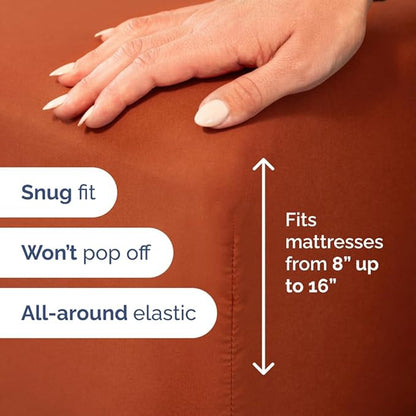 Full XL Bed Sheet - 4 Piece Full XL Bed Sheets Set - Soft, Breathable & Cooling - Hotel Luxury Bedding for Women, Men, Kids, Teens, Boys & Girls - Deep Pockets, Comfy, Fade & Wrinkle Free - Terracotta