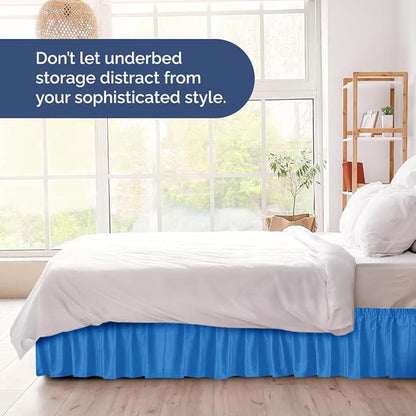 Wrap Around Dust Ruffle Bed Skirt - Royal Blue - Twin/Twin XL Size Beds w/ 12 Inch Drop - Easy Fit Elastic - Adjustable Pleated Bedskirt w/Brushed Fabric - Wrinkle Free, Women, Men, Kids & Teens