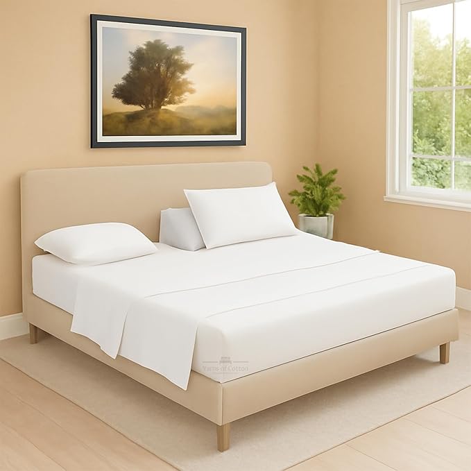 Split Head Flex 1 Qty Fitted Sheet for Adjustable Bed, Queen 34" Split Down from The Top, 100% Egyptian Cotton 600 Thread Count, 18" Deep Pocket, Super Soft Wrinkle Free, White
