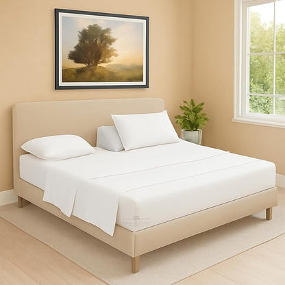 Split Head Flex 1 Qty Fitted Sheet for Adjustable Bed, Queen 34" Split Down from The Top, 100% Egyptian Cotton 600 Thread Count, 18" Deep Pocket, Super Soft Wrinkle Free, White