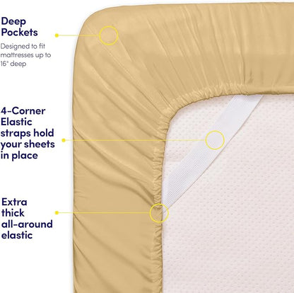 1500 Supreme Collection Extra Soft RV Queen Sheets Set, Camel - Luxury Bed Sheets Set with Deep Pocket Wrinkle Free Bedding, Over 40 Colors, RV Queen Size, Camel Short Queen