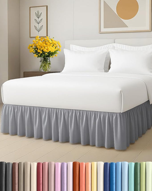 Bedskirt King Size Ruffle - 18 inch Drop Dust Ruffle Bed Skirt with Platform - Soft, Easy Fit, Premium Hotel Quality - Wrinkle, Fade & Shrink Resistant - for Women, Men, Kids and Teens - Steel Blue