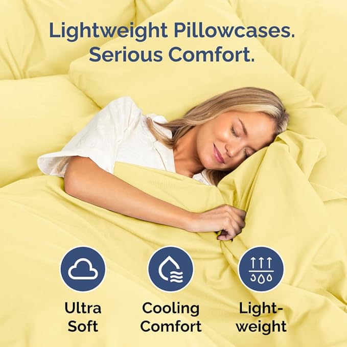 King Standard Pillow Cases Set of 2 - Ultra-Soft Hotel Quality Pillowcase Covers - Comfy, Cozy & Fade Free - Wrinkle Resistant - Machine Washable Pillow Protectors - 2 Piece Set - Yellow